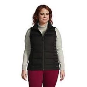 LANDS’ END-Chocolate Brown Goose Down Snap Front Puffy Vest Jacket-Size XL/16/18